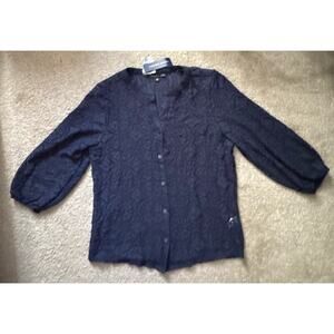 Adrienne Vittadini Eyelet navy blouse Women’s small Brand New Nwts